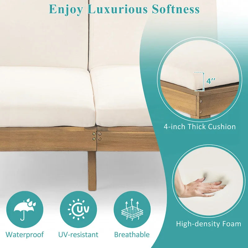 Chaise longue d'extérieur avec coussin et plateaux latéraux pliants