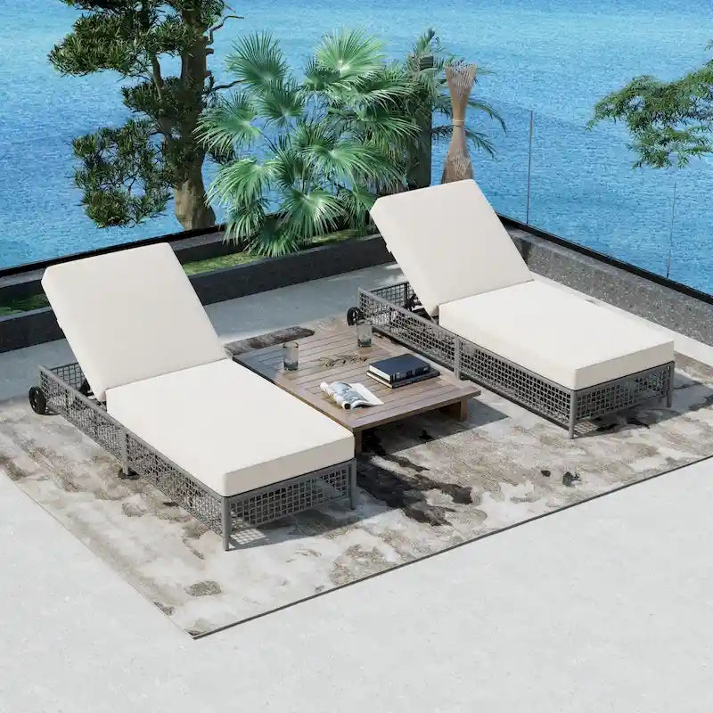 Ensemble de 2 chaises longues d'extérieur