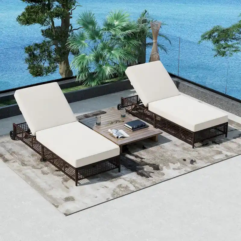 Ensemble de 2 chaises longues d'extérieur
