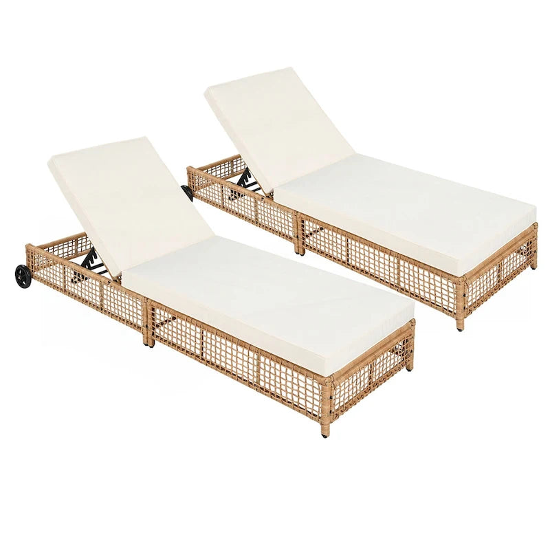 Ensemble de 2 chaises longues d'extérieur