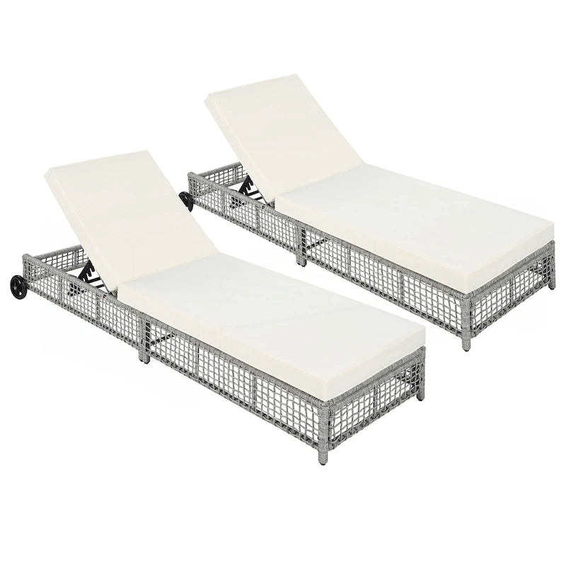Ensemble de 2 chaises longues d'extérieur