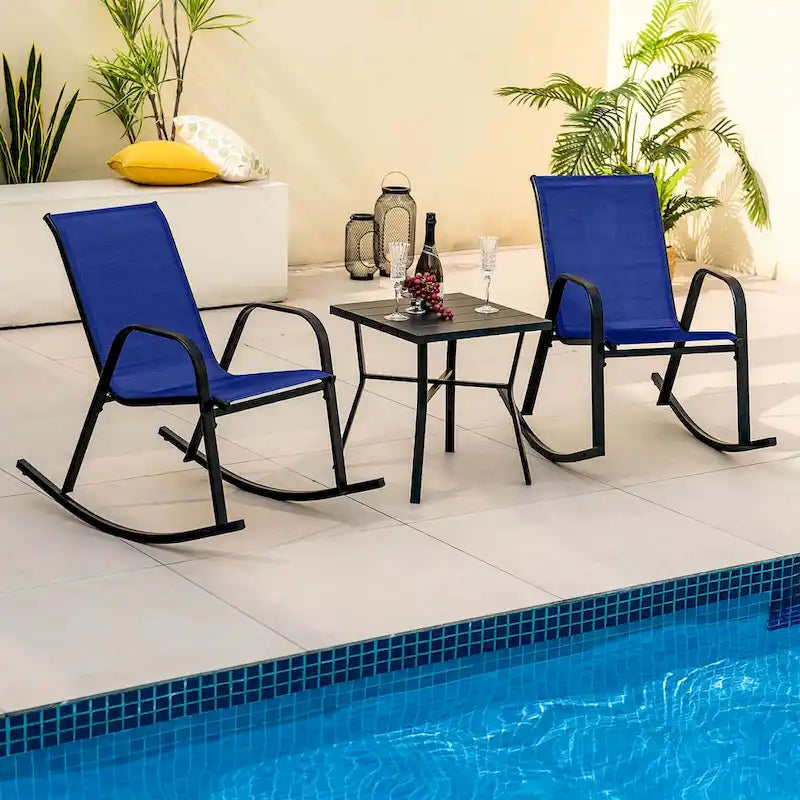 Chaise à bascule Costway, lot de 2 ou 4 chaises de patio, à bascule en métal robuste, pour l'extérieur