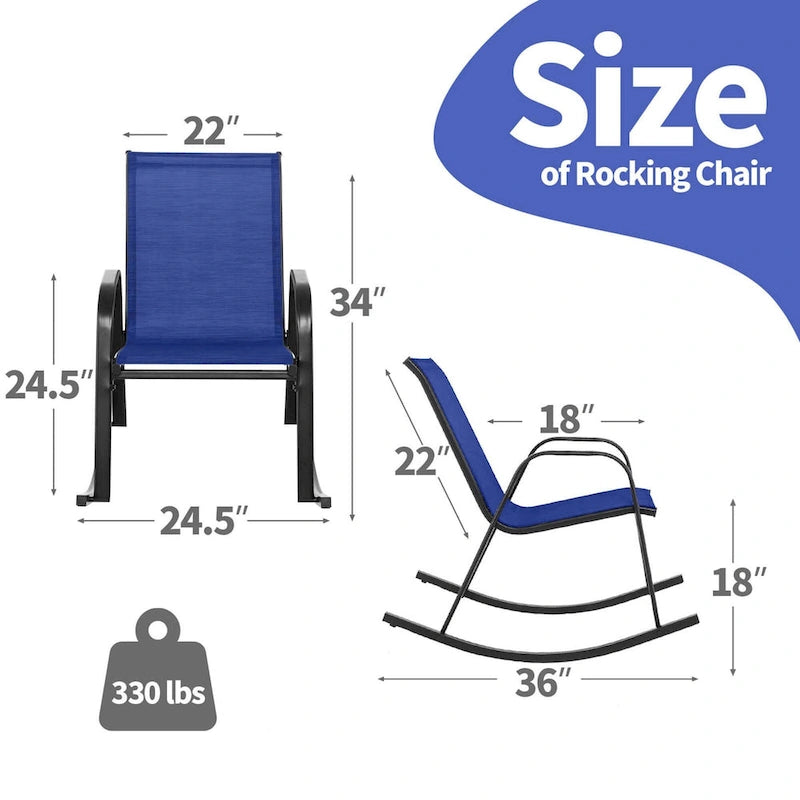 Chaise à bascule Costway, lot de 2 ou 4 chaises de patio, à bascule en métal robuste, pour l'extérieur