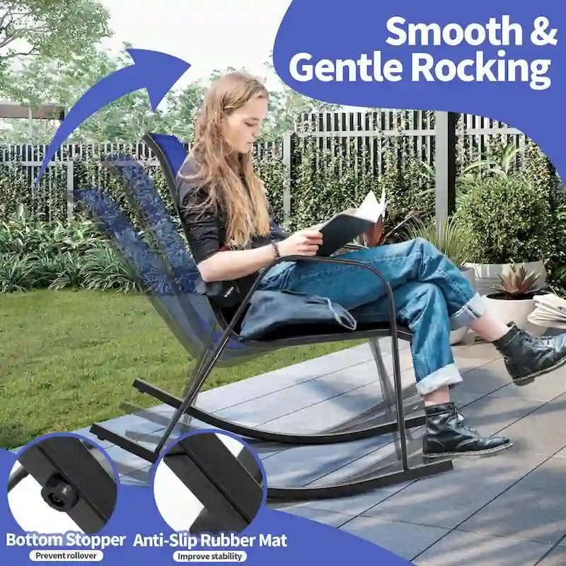 Chaise à bascule Costway, lot de 2 ou 4 chaises de patio, à bascule en métal robuste, pour l'extérieur