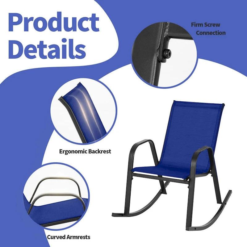 Chaise à bascule Costway, lot de 2 ou 4 chaises de patio, à bascule en métal robuste, pour l'extérieur