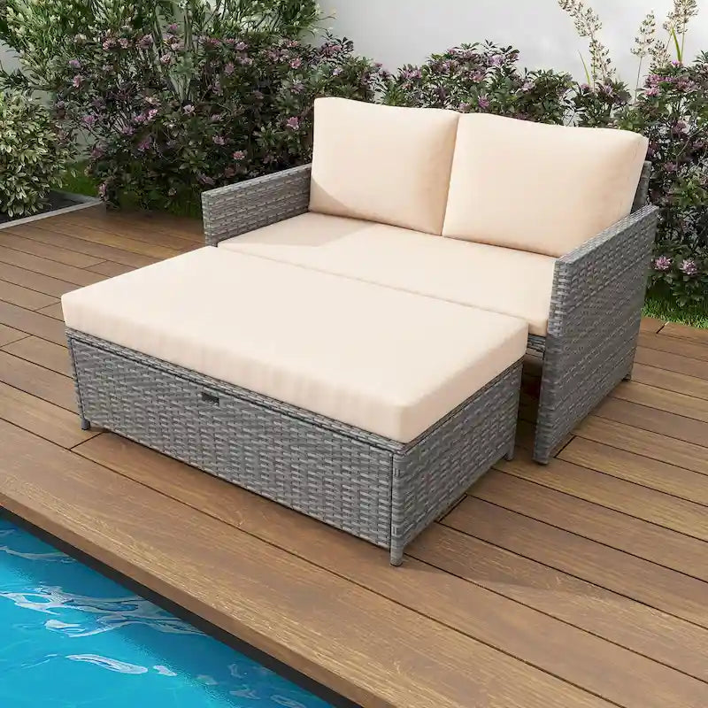Causeuse de patio Costway 2 places avec rangement multifonctionnel de 31 gal - Voir les détails