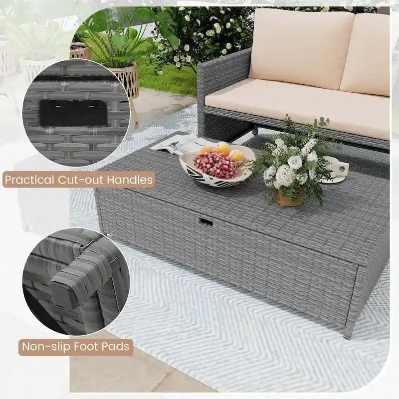 Causeuse de patio Costway 2 places avec rangement multifonctionnel de 31 gal - Voir les détails