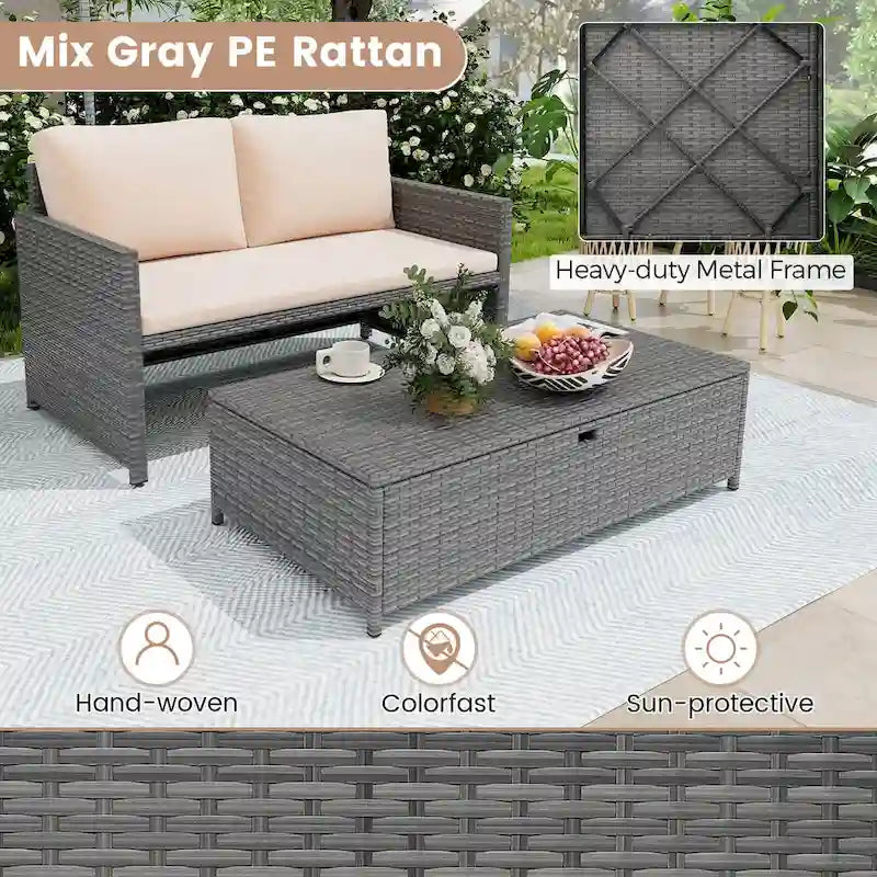 Causeuse de patio Costway 2 places avec rangement multifonctionnel de 31 gal - Voir les détails