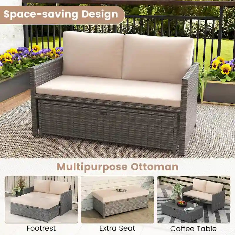 Causeuse de patio Costway 2 places avec rangement multifonctionnel de 31 gal - Voir les détails