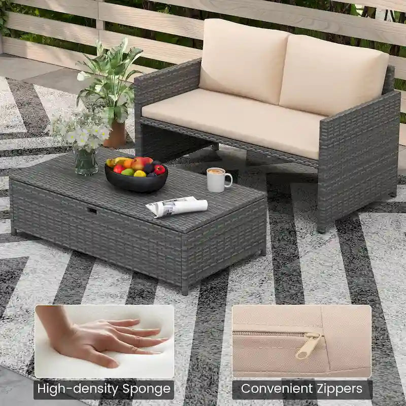 Causeuse de patio Costway 2 places avec rangement multifonctionnel de 31 gal - Voir les détails