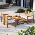 Costway Ensemble de Meubles de Jardin 4 pièces en Bois avec Coussins Souples – Voir les détails