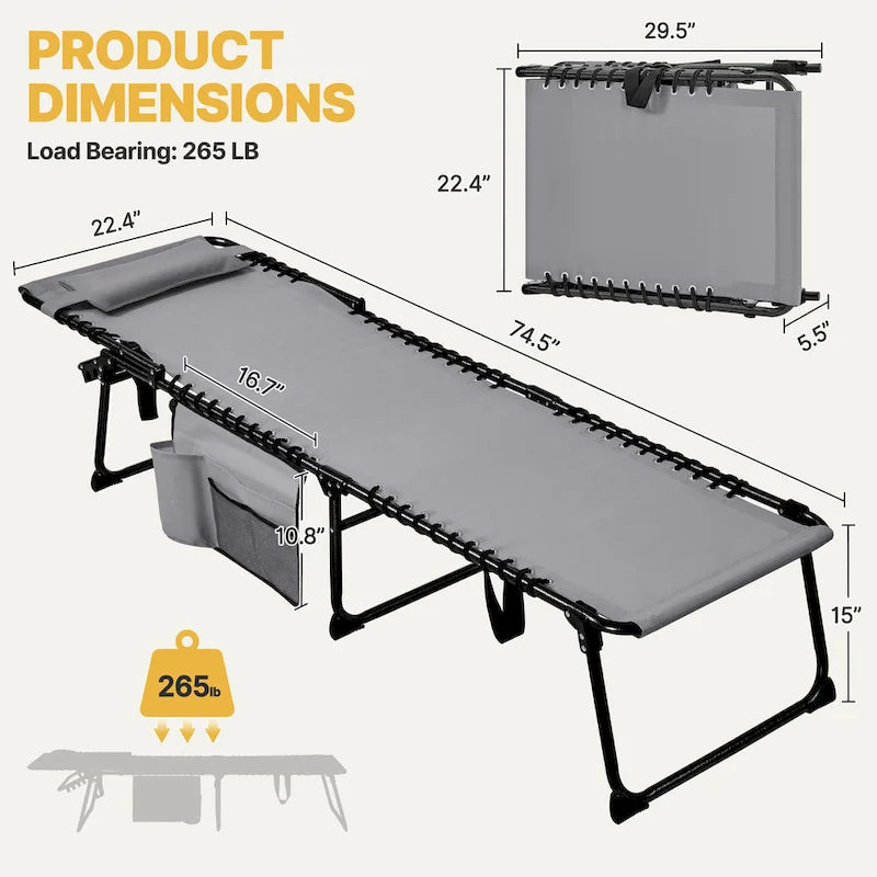 Chaise longue pliante d'extérieur Yaheetech avec 5 positions de dossier