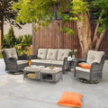 Ensemble de patio 6 pièces avec fauteuils à bascule pivotants