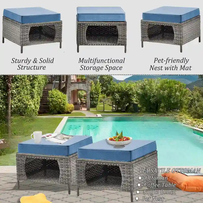 Ensemble de patio 6 pièces avec fauteuils à bascule pivotants