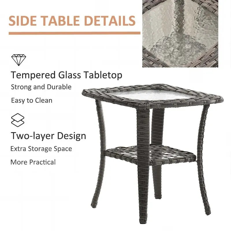 Mobilier de patio - Ensemble de 11 meubles de patio en osier avec fauteuils pivotants