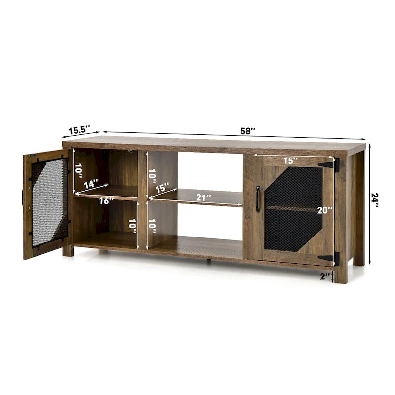 Meuble TV Costway pour téléviseurs jusqu'à 65 pouces avec structure en acier - 58 x 15,5 x 24