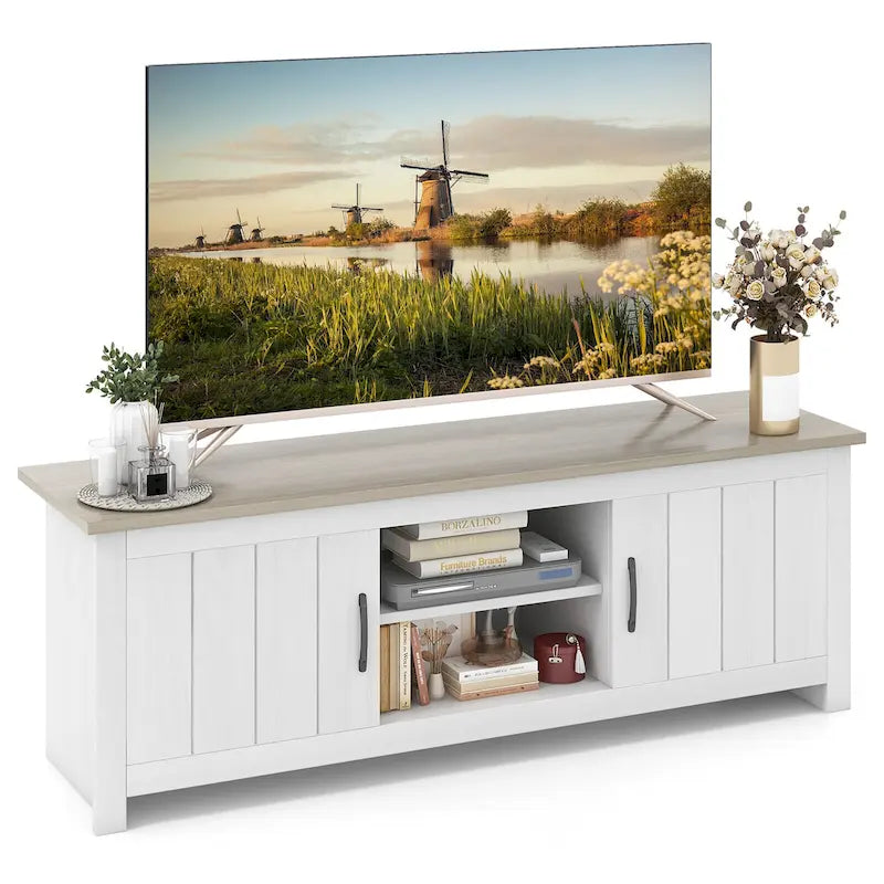 Meuble TV de ferme Gymax pour téléviseurs jusqu'à 65 po Meuble console multimédia avec