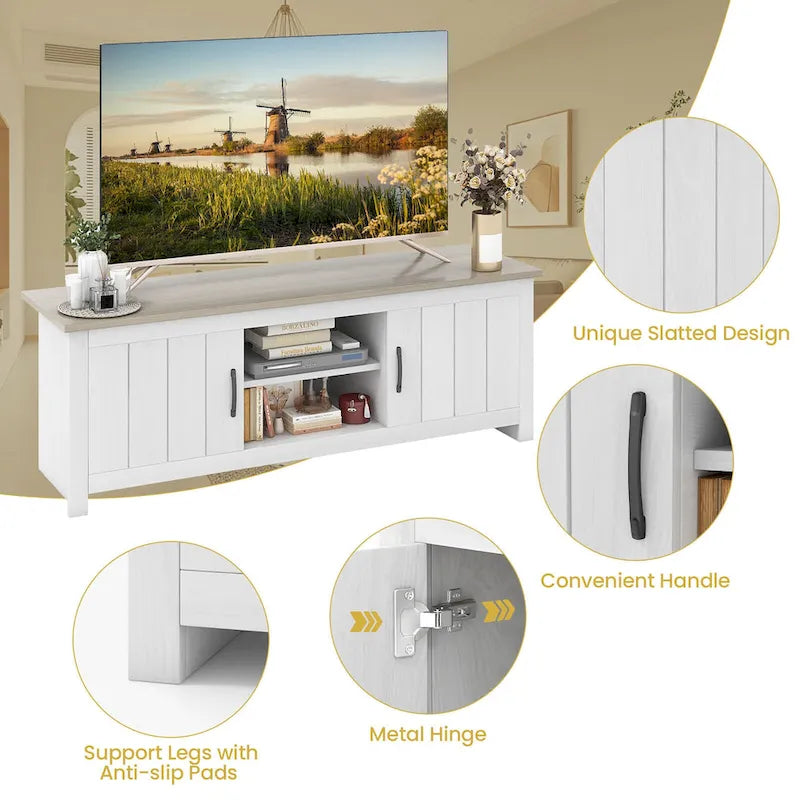 Meuble TV de ferme Gymax pour téléviseurs jusqu'à 65 po Meuble console multimédia avec