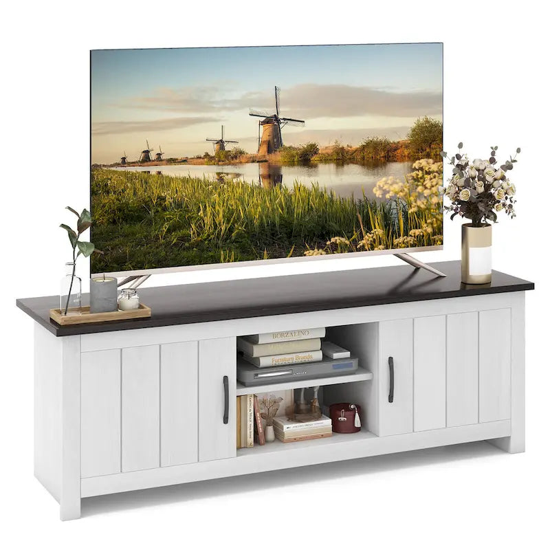 Meuble TV de ferme Gymax pour téléviseurs jusqu'à 65 po Meuble console multimédia avec