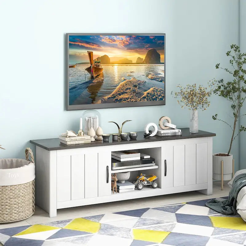 Meuble TV de ferme Gymax pour téléviseurs jusqu'à 65 po Meuble console multimédia avec