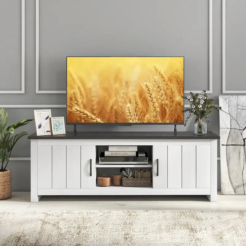 Meuble TV de ferme Gymax pour téléviseurs jusqu'à 65 po Meuble console multimédia avec