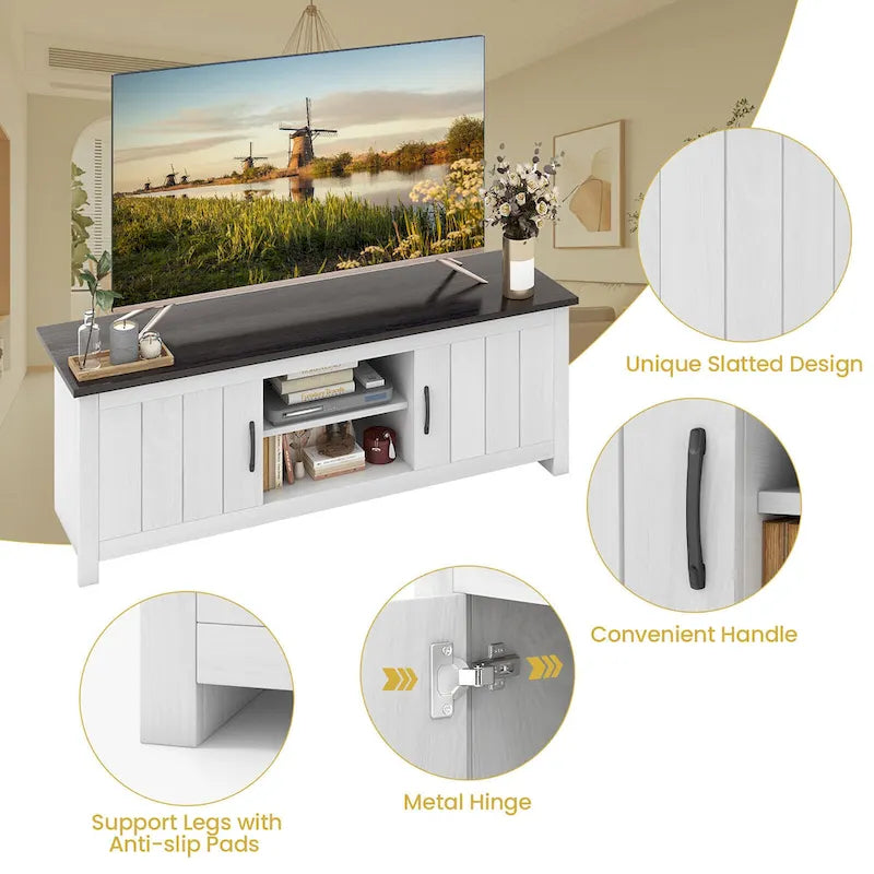 Meuble TV de ferme Gymax pour téléviseurs jusqu'à 65 po Meuble console multimédia avec
