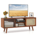 Meuble TV moderne Costway Console de divertissement avec rotin