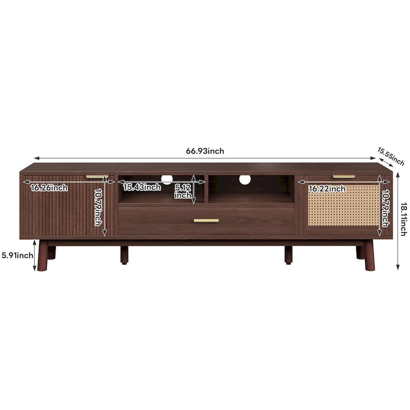 Meuble TV en bois pour téléviseurs de 75 pouces, Meuble TV moderne pour salon