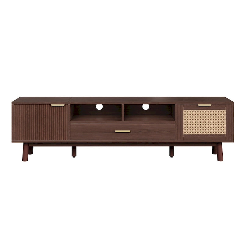 Meuble TV en bois pour téléviseurs de 75 pouces, Meuble TV moderne pour salon