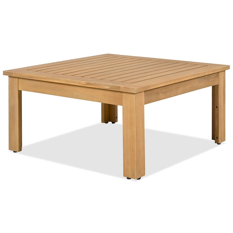 Ensemble de canapés de jardin 4 pièces en bois d'acacia, canapé de terrasse en forme de L avec table basse, ensemble de conversation avec coussins