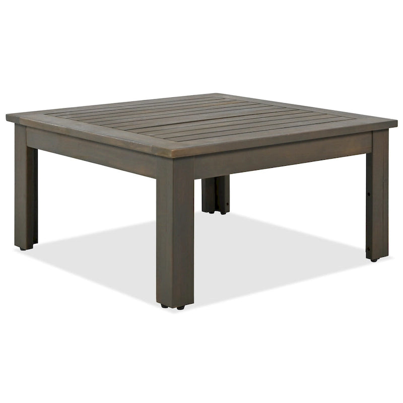 Ensemble de canapés de jardin 4 pièces en bois d'acacia, canapé de terrasse en forme de L avec table basse, ensemble de conversation avec coussins