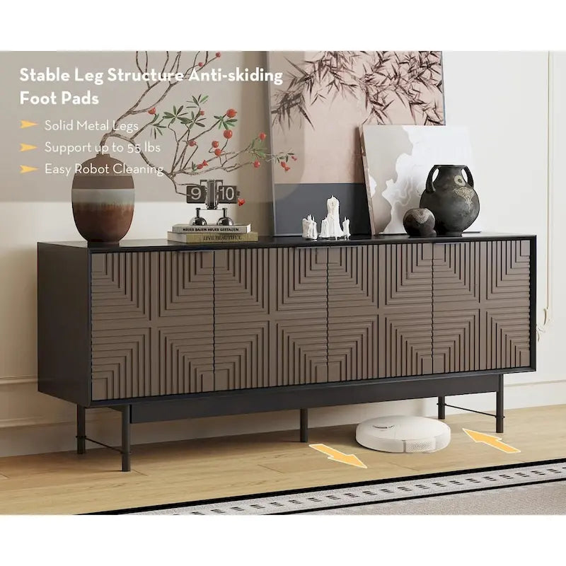 WESOME 64.45 Meuble TV / Meuble multimédia de style Mid-Century avec portes