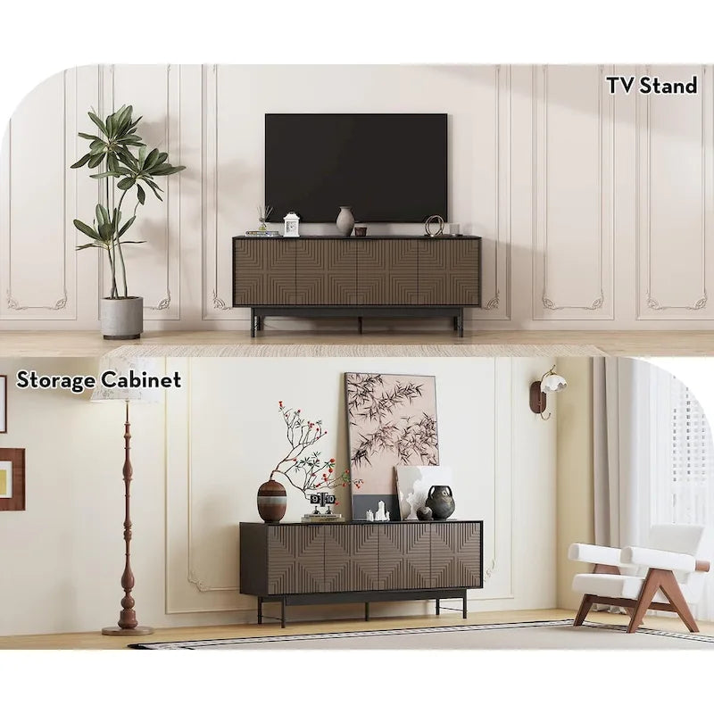 WESOME 64.45 Meuble TV / Meuble multimédia de style Mid-Century avec portes