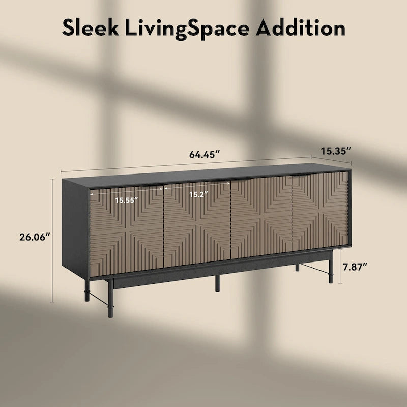WESOME 64.45 Meuble TV / Meuble multimédia de style Mid-Century avec portes