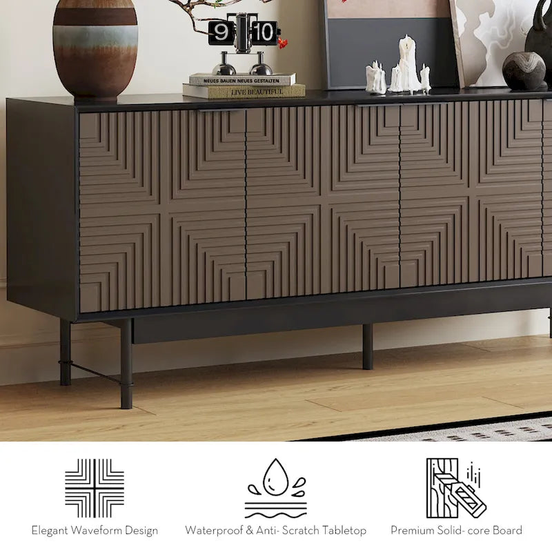 WESOME 64.45 Meuble TV / Meuble multimédia de style Mid-Century avec portes