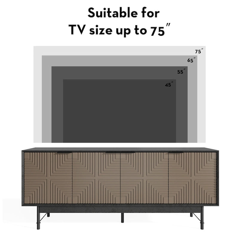 WESOME 64.45 Meuble TV / Meuble multimédia de style Mid-Century avec portes
