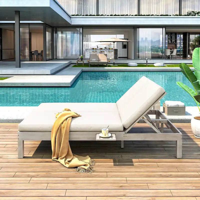Chaise longue à 2 positions réglables, plateaux pliants pour la piscine, le patio