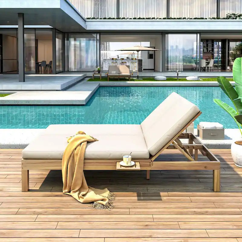 Chaise longue à 2 positions réglables, plateaux pliants pour la piscine, le patio