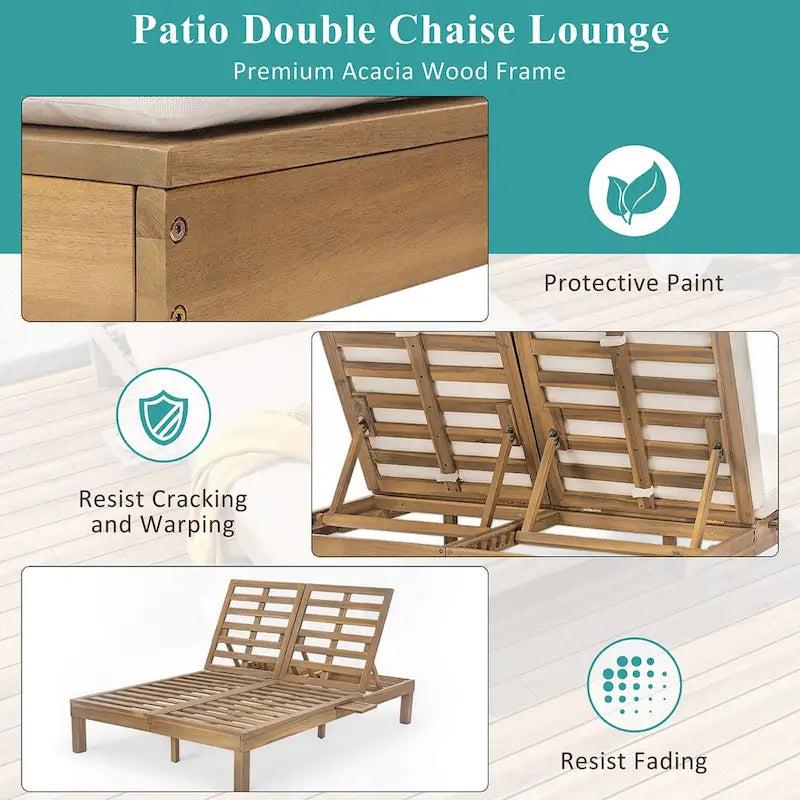 Chaise longue à 2 positions réglables, plateaux pliants pour la piscine, le patio