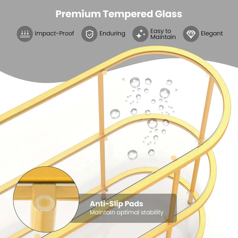 Meuble TV à 3 niveaux Costway pour téléviseurs jusqu'à 65 po avec étagères en verre trempé - Voir détails