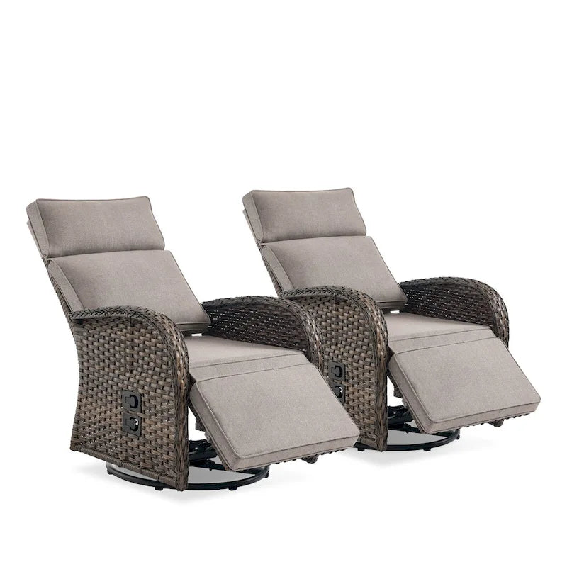 Pocassy Lot de 2 chaises longues d'extérieur polyvalentes avec coussin beige
