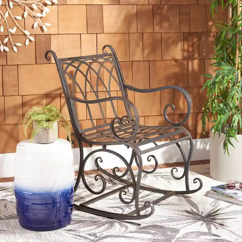SAFAVIEH Outdoor Amara, fauteuil à bascule – 33 larg. x 37 prof. x 23 haut. (po)
