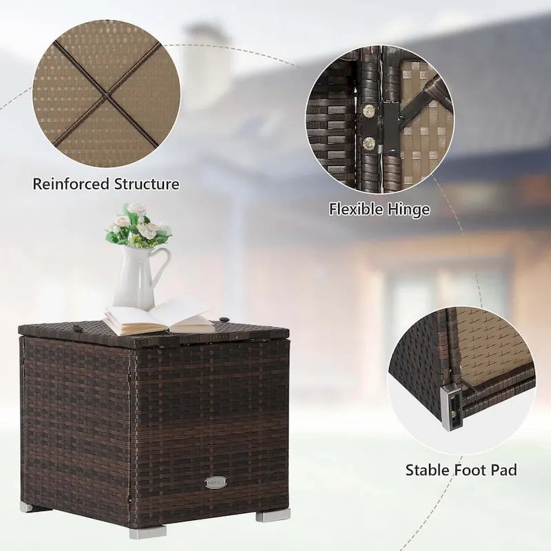 Gymax 2 tabourets ottomans en rotin avec rangement et repose-pieds