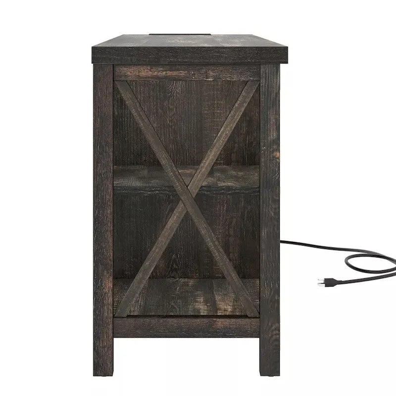 Meuble TV pour téléviseur 65/60/55 avec prises électriques Gris foncé - 58 pouces