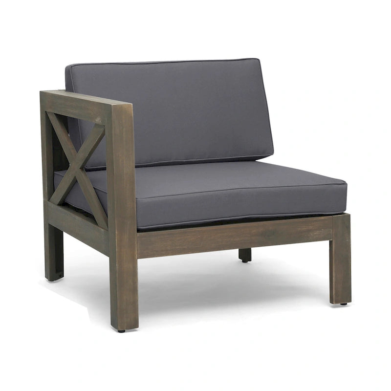 Liom Ensemble de canapé sectionnel d'extérieur 5 pièces avec pouf, table basse, gris