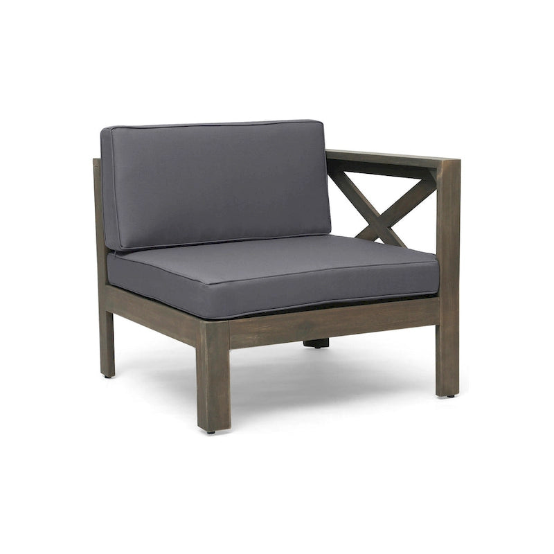 Liom Ensemble de canapé sectionnel d'extérieur 5 pièces avec pouf, table basse, gris