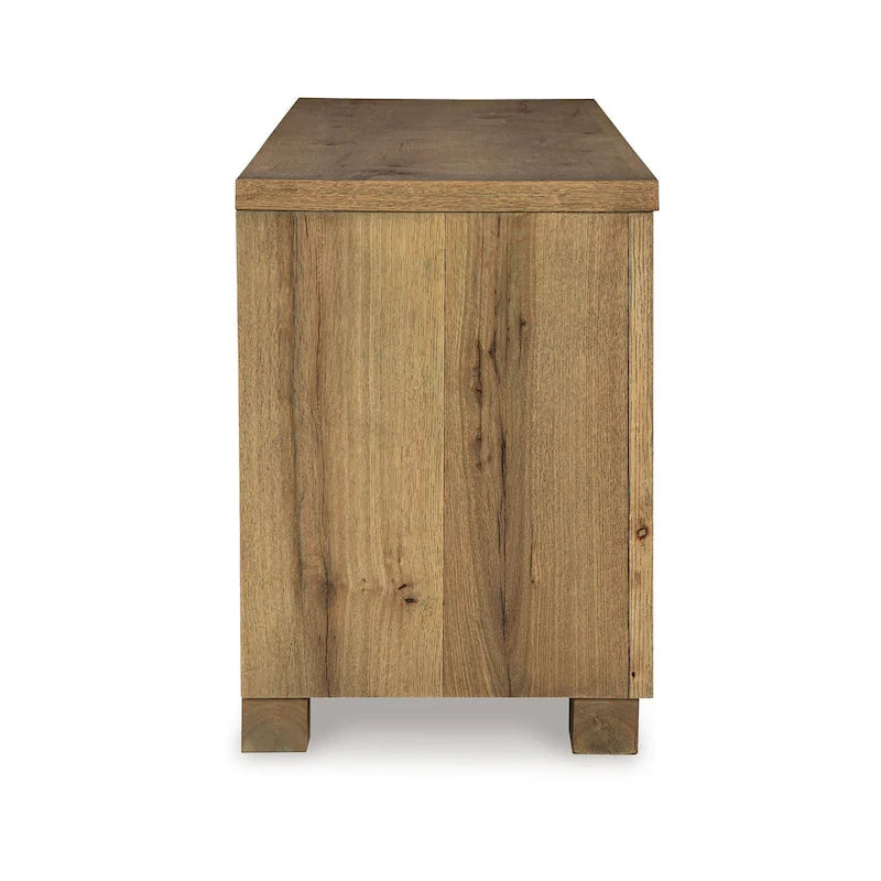 Meuble TV Galli, 2 tiroirs, 4 étagères, Bois brun, 80 pouces