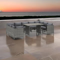 Ley 10pc Outdoor Modular Sectional Sofa Set, Gray Cushions, Rattan