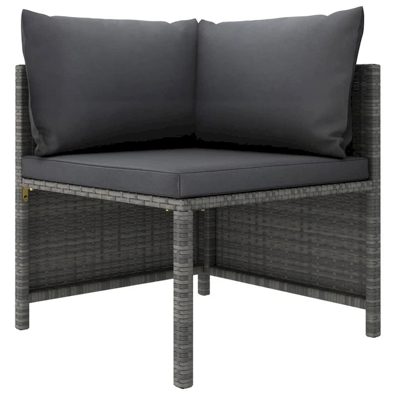 Canapé modulable d'extérieur Ley 10 places, coussins gris, rotin