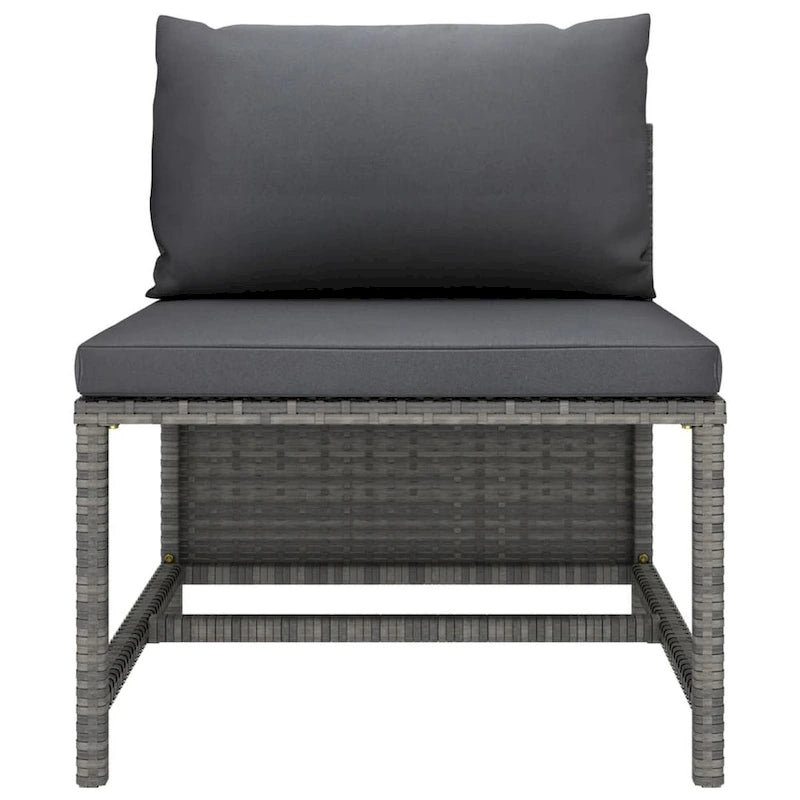 Canapé modulable d'extérieur Ley 10 places, coussins gris, rotin